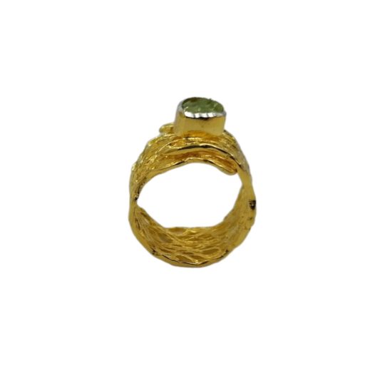 Ασημένιο Δαχτυλίδι Επιχρυσωμένο με Ημιπολύτιμο Λίθο.