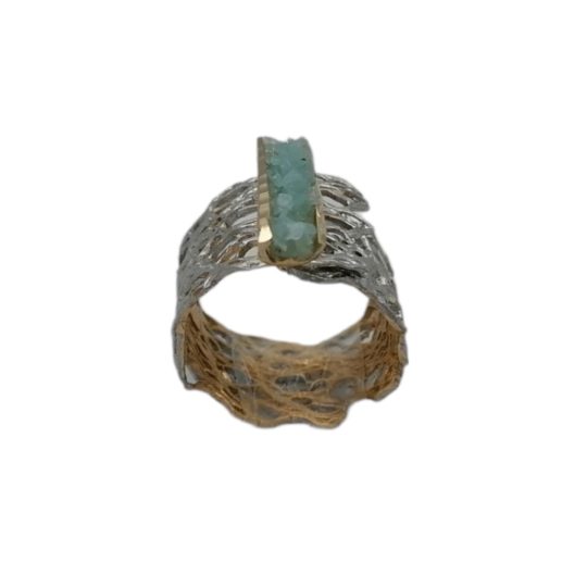 Επιχρυσωμένο Μοντέρνο Δαχτυλίδι με Ημιπολύτιμο Λίθο.