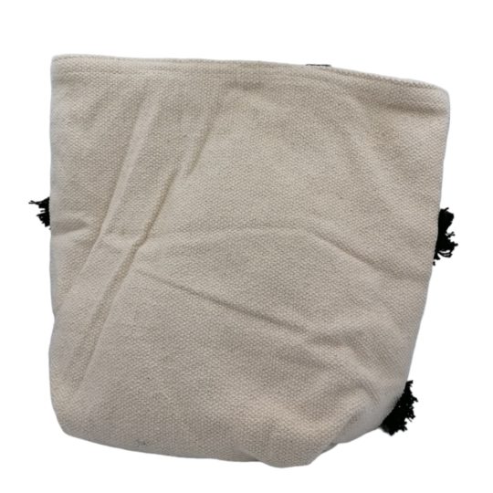 Υφασμάτινη Τσάντα με Κεντημένα Μάυρα Σχέδια & Δερμάτινους Ιμάντες.