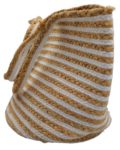 Ψάθινη Τσάντα σε Φυσικό Χρώμα με Λευκές Βαμβακερές Ρίγες.